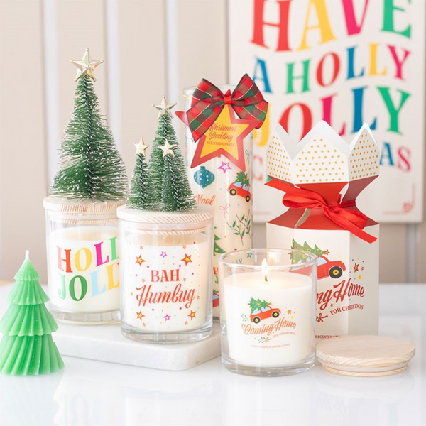 Bah Humbug Orange & Clove Glass Candle with Tree
