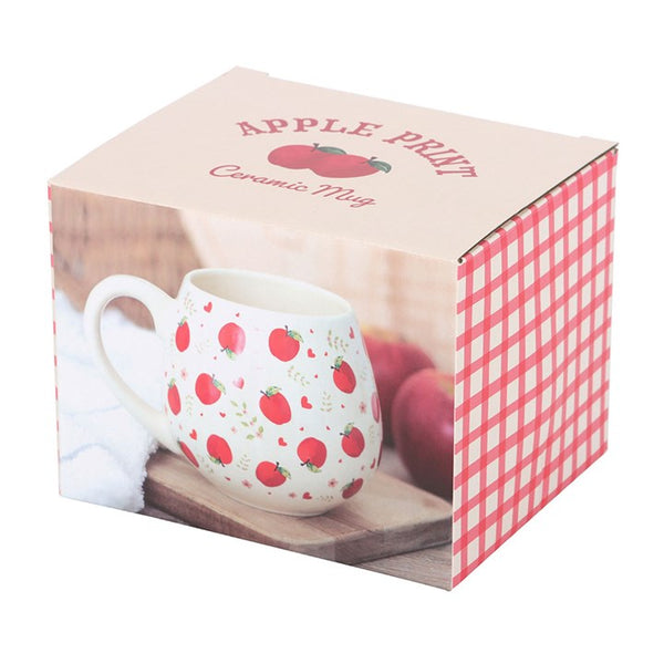 Cream ceramic apple-print mug – Panache Homeware Kitchen Collection, country farmhouse style coffee cup, perfect gift idea.