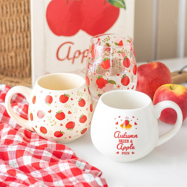 Ceramic mugs with apple pattern – Panache Homeware Kitchen Collection, rustic farmhouse cottagecore coffee cups