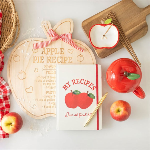 Apple-themed kitchen set with recipe book and cutting board – Panache Homeware Kitchen Collection, charming cottagecore gift set.