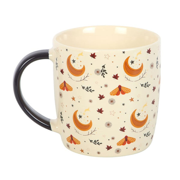 Ivory ceramic mug featuring harvest moon print – Panache Homeware Kitchen Collection, seasonal autumn tea and coffee mug, perfect gift