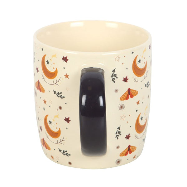 Rustic ivory ceramic mug with harvest moon design – Panache Homeware Kitchen Collection, cozy farmhouse style coffee cup, perfect gift.