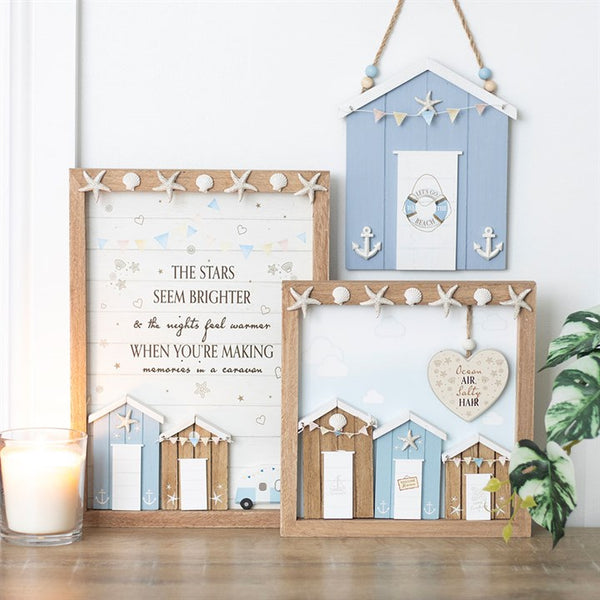The Stars Seem Brighter 3D Shell Caravan Plaque with seaside accents, caravan design, beach huts, and starfish – Panache Homeware Kitchen Collection, coastal wall decor for home, camper, or holiday retreat, perfect gift.
