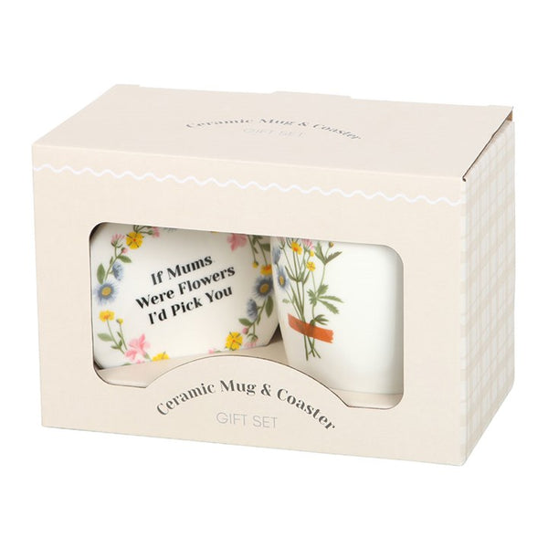 Ceramic mug and coaster gift set in decorative box – Panache Homeware Kitchen Collection, perfect gift for mums and tea lovers.
