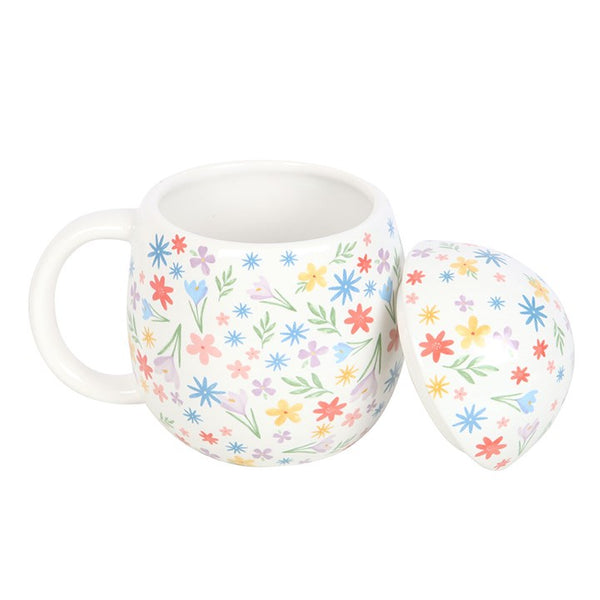 Ceramic mug with pastel floral design and coordinating decorative ball – Panache Homeware Kitchen Collection, elegant spring kitchenware.