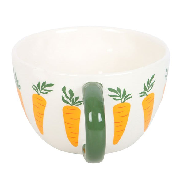 White ceramic bowl with green handle and carrot pattern – Panache Homeware Kitchen Collection, farmhouse cottagecore kitchenware.