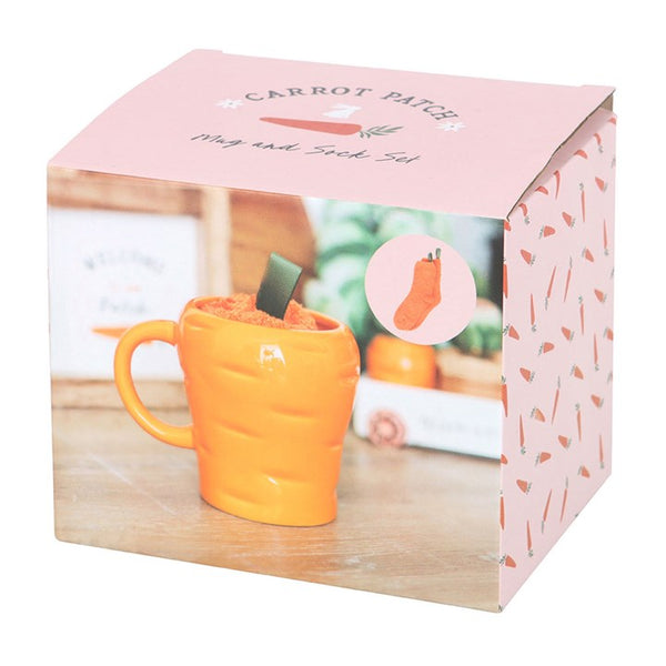 Farmhouse style orange ceramic mug shaped like a carrot – Panache Homeware Kitchen Collection, rustic cottagecore coffee mug and orange sock set , perfect gift