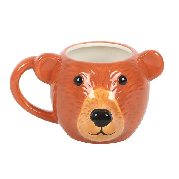 Bear-shaped ceramic mug with white interior – Panache Homeware Kitchen Collection, cute animal cottagecore coffee cup.