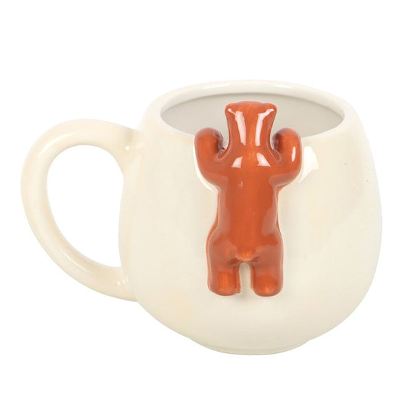 Cute Sleepy Bear rounded ceramic mug with bear detail – Panache Homeware Kitchen Collection, cozy cottagecore tea and coffee mug, perfect gift.