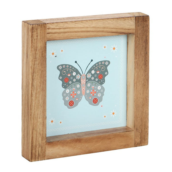 Set of 4 floral bug framed wall art prints with bee, butterfly, ladybird and moth designs in pastel colours – Panache Homeware Kitchen Collection, whimsical cottagecore wall decor, feminine nature-inspired artwork, perfect gift