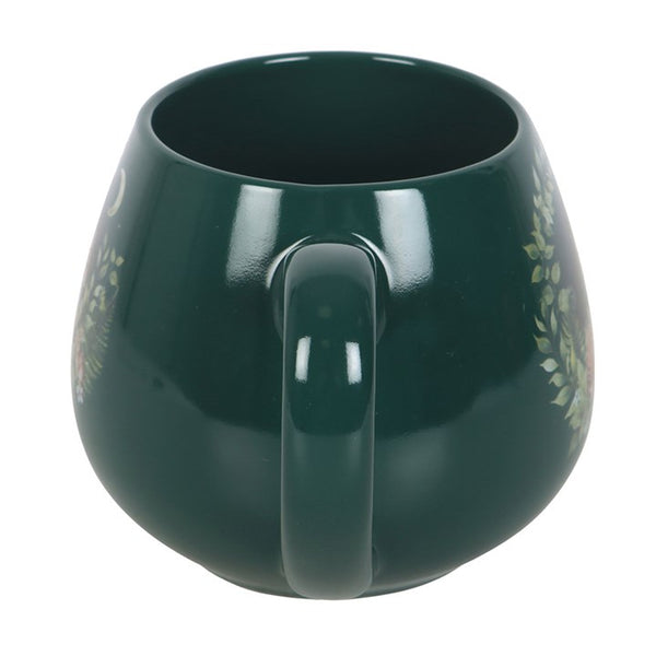 Dark green ceramic mug with floral patterns – Panache Homeware Kitchen Collection, elegant cottagecore coffee and tea cup.