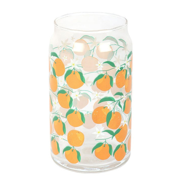 Orange Print Can Glass