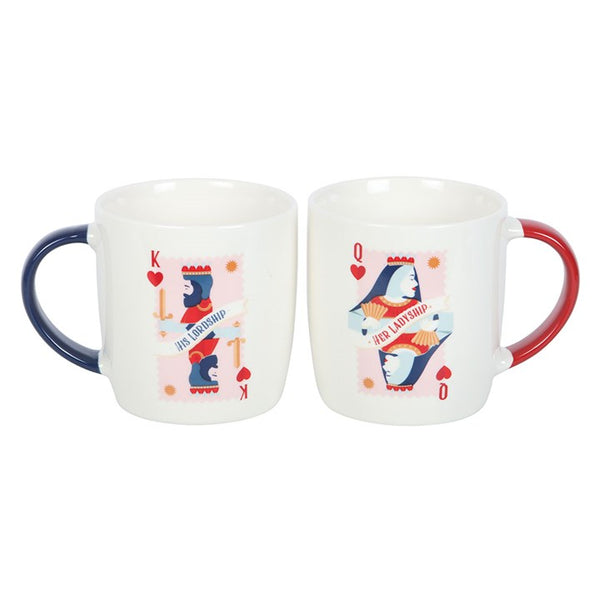 Set of two ceramic mugs with illustrated designs – Panache Homeware Kitchen Collection, stylish cottagecore coffee cup set