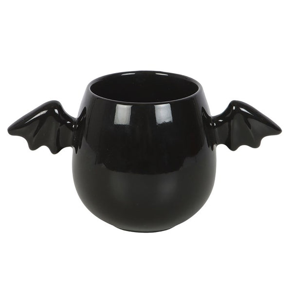 Set of black ceramic mugs with bats and pumpkins – Panache Homeware Kitchen Collection, Halloween novelty coffee cups, perfect gift