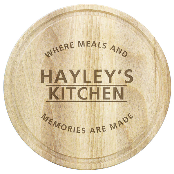 Personalised 'Meals and Memories' Round Chopping Board