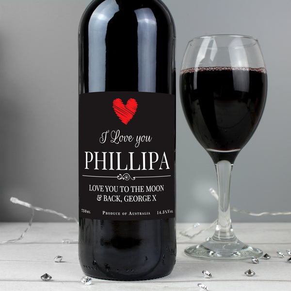 Personalised Heart Red Wine Gift