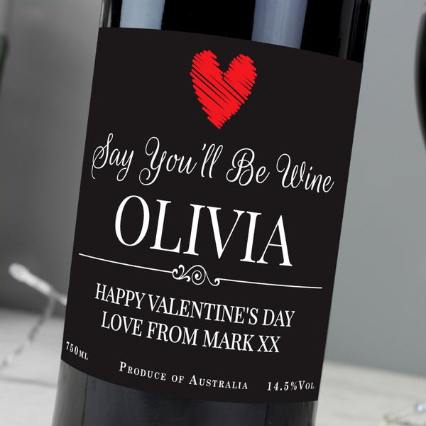 Personalised Heart Red Wine Gift