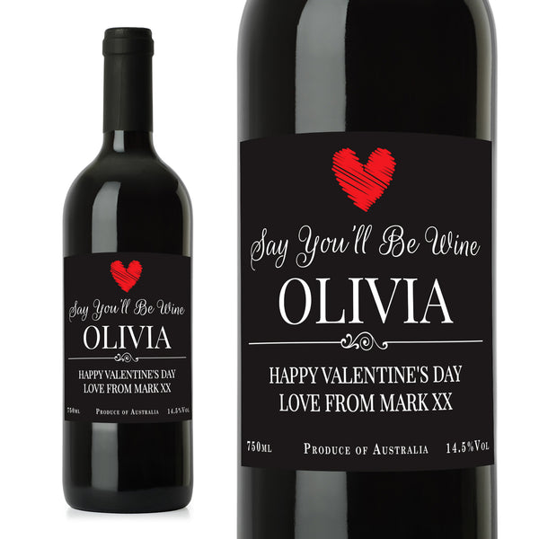 Personalised Heart Red Wine Gift