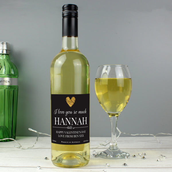 Personalised Heart White Wine Gift
