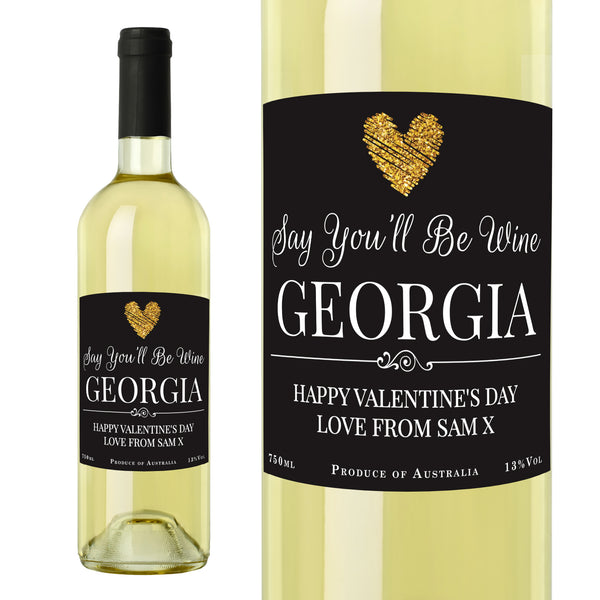 Personalised Heart White Wine Gift