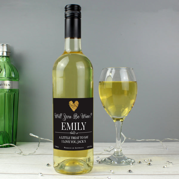 Personalised Heart White Wine Gift