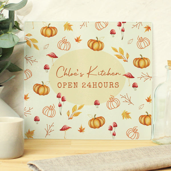 Personalised Pumpkin Glass Chopping Board