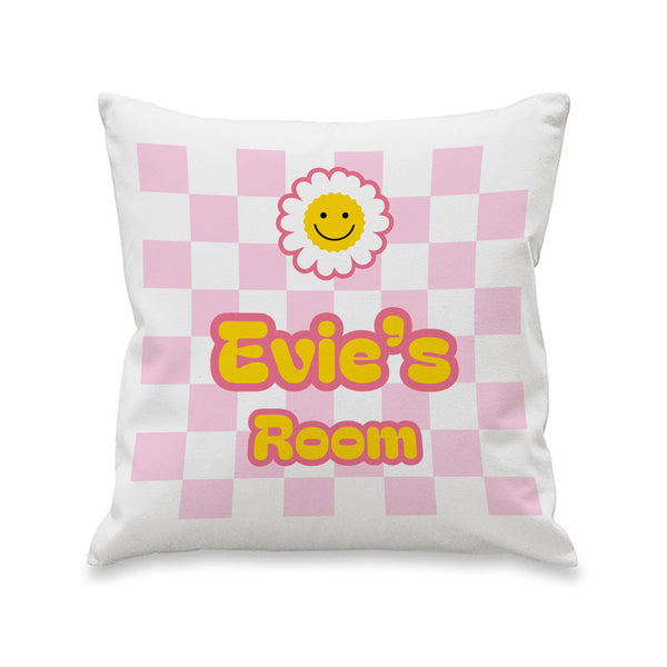 Personalised Daisy Checked Cushion