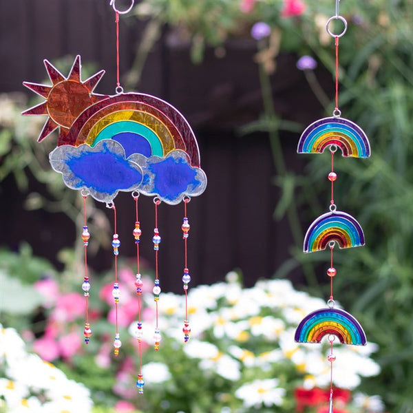 Hanging string of colourful rainbow suncatchers – Panache Homeware boho window decor, dopamine home accessory, rainbow hanging ornament, perfect gift.