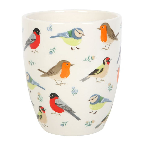 British Garden Birds ceramic plant pot with Blue Tit, Robin, Goldfinch and Bullfinch design – Panache Homeware Garden & Outdoor Collection, bird-themed plant pot, nature-inspired home decor, perfect gift for gardeners and bird lovers.