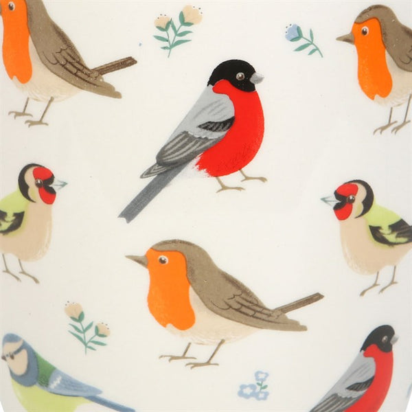 British Garden Birds ceramic plant pot with Blue Tit, Robin, Goldfinch and Bullfinch design – Panache Homeware Garden & Outdoor Collection, bird-themed plant pot, nature-inspired home decor, perfect gift for gardeners and bird lovers.