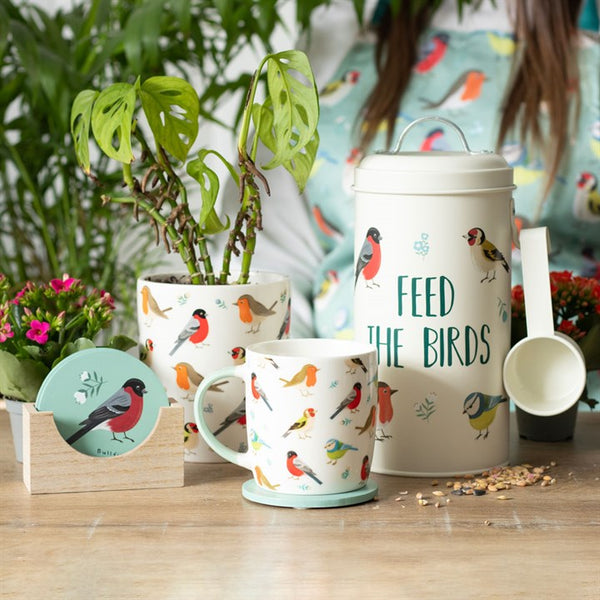 British Garden Birds ceramic plant pot with Blue Tit, Robin, Goldfinch and Bullfinch design – Panache Homeware Garden & Outdoor Collection, bird-themed plant pot, nature-inspired home decor, perfect gift for gardeners and bird lovers.