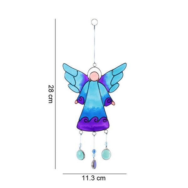 27cm blue angel suncatcher – Panache Homeware glass window hanging, celestial decor, spiritual guardian angel ornament, perfect gift.