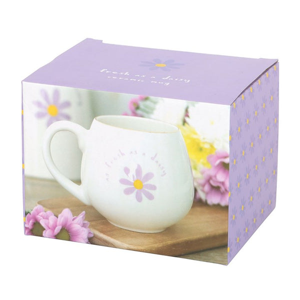 White ceramic mug with floral design in gift packaging – Panache Homeware Kitchen Collection, elegant cottagecore mug gift.