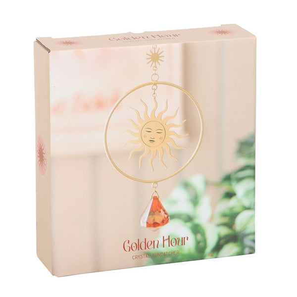 Golden Hour crystal suncatcher with hanging crystals – Panache Homeware Garden & Outdoor Collection, boho home accessory, window hanging decor, perfect gift