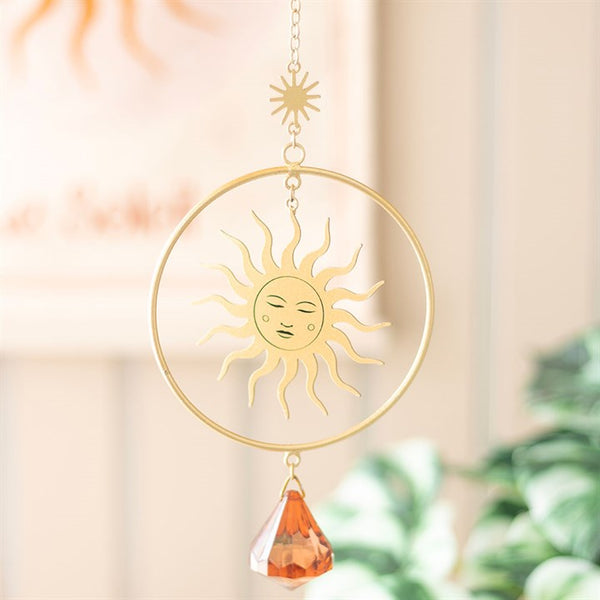 Golden Hour crystal suncatcher with hanging crystals – Panache Homeware Garden & Outdoor Collection, boho home accessory, window hanging decor, perfect gift