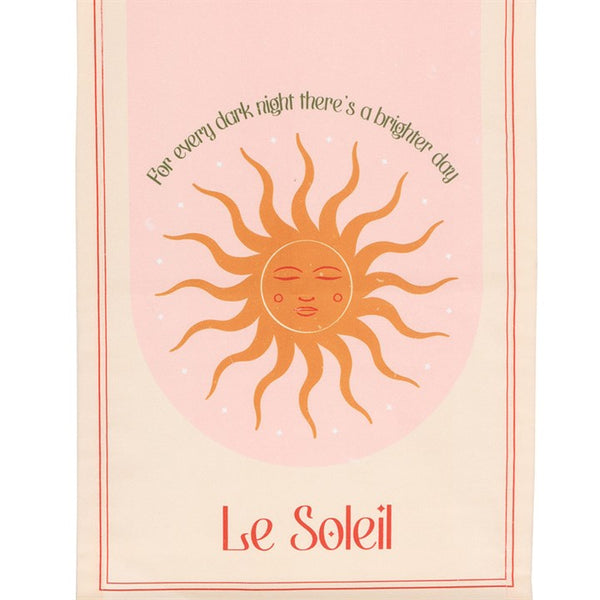 Celestial Le Soleil wall hanging with sun illustration and uplifting text – Panache Homeware Kitchen Collection, astrology-inspired boho wall decor, perfect gift