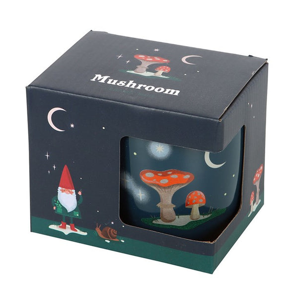 Ceramic mug with mushroom and gnome design in gift packaging – Panache Homeware Kitchen Collection, whimsical cottagecore mug gift