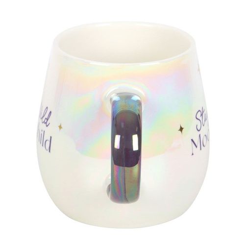 Stay Wild Moon Child iridescent ceramic mug with star print – Panache Homeware Kitchen Collection, mystical boho tea and coffee cup, perfect gift idea