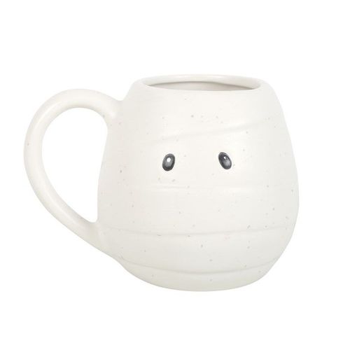 White ceramic ghost-shaped mug with rounded design – Panache Homeware Kitchen Collection, novelty Halloween mug, perfect gift