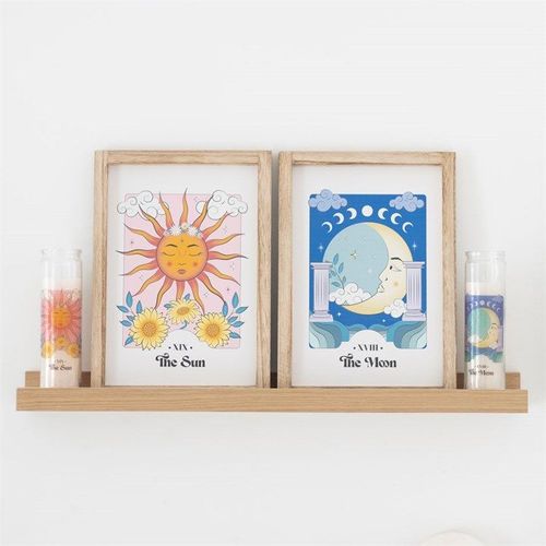 Framed celestial sun print with flowers and candle – Panache Homeware Kitchen Collection, cosmic bohemian wall art for spiritual interiors, perfect gift idea