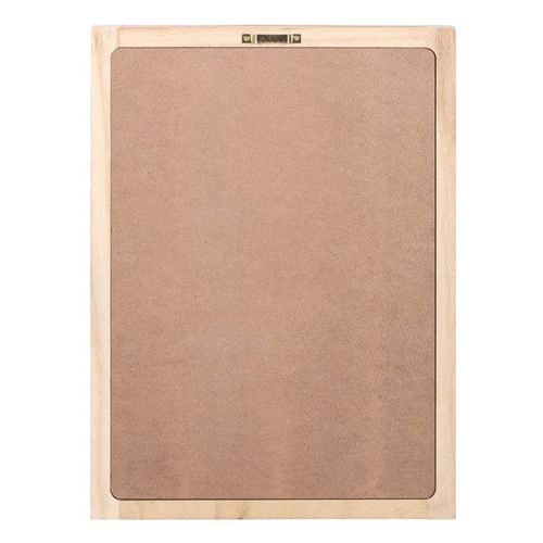 Cork bulletin board with wooden frame on white background