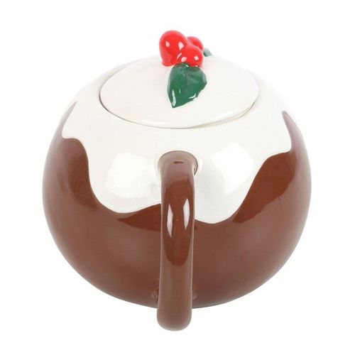 Christmas pudding-shaped ceramic teapot with cherry on top – Panache Homeware Kitchen Collection, festive holiday kitchen decor and gift